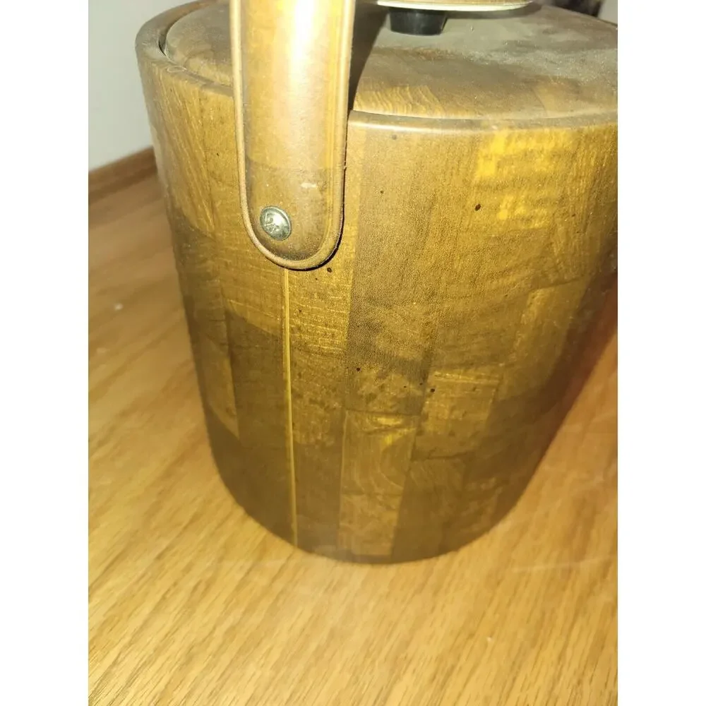 Vintage Ice Bucket Brown Vinyl 60s 70s Retro Vintage Barware Masculine